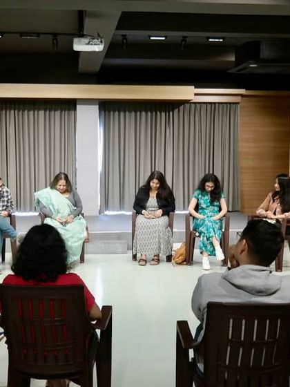 The full circle of our short story discussion group. This format encourages open dialogue and allows us to explore difficult topics through the safe and insightful lens of literature.