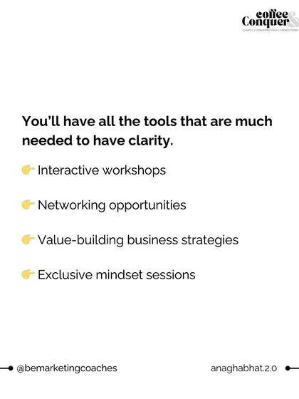 We provide you with the tools you need to gain clarity in your business. Each event includes interactive workshops, genuine networking opportunities, value-building strategies, and exclusive mindset sessions.
