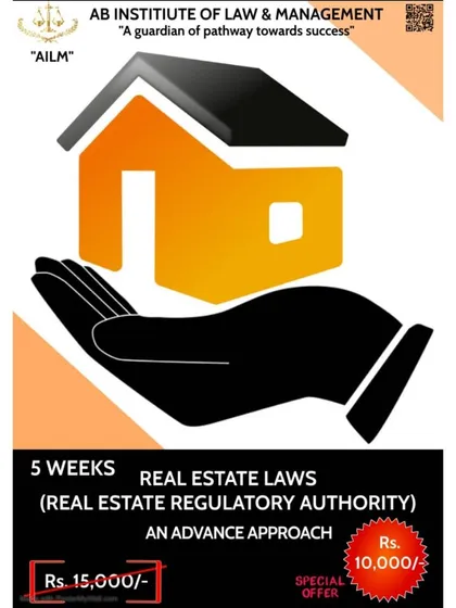 My 5 week course on Real Estate Laws focuses on the Real Estate Regulatory Authority (RERA). It is designed for professionals navigating the real estate market, covering both provisional and practical aspects of the law.