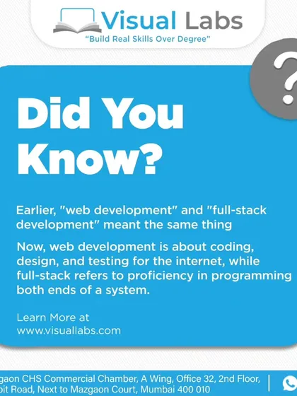 Did you know that "web development" and "full-stack development" used to mean the same thing? Today, full-stack refers to proficiency in both the front end and back end of a system.