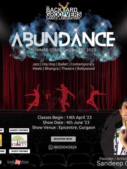 The official poster for our 'ABUNDANCE' Summer Stage Showcase. This is our flagship event where we offer students a complete performance package, from classes in various styles to a final show at a professional venue.
