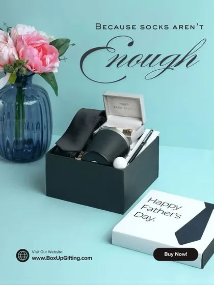 Because socks aren't enough. This Father's Day hamper offers a more thoughtful and luxurious alternative with a tie, cufflinks, and other dapper accessories.