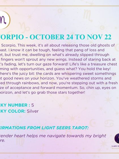 This week for Scorpio is all about releasing old ghosts of the past. Good news is on the horizon, so turn your gaze forward and get ready to grab those stars.