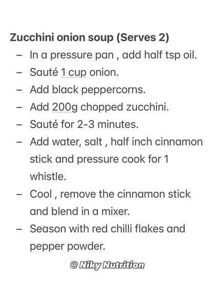 Here is the easy-to-follow recipe for my zucchini onion soup. A hint of cinnamon adds a unique warmth and flavor to this simple dish.