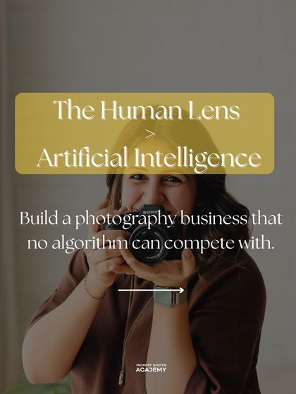 A graphic promoting a session on building a business that no algorithm can compete with, focusing on the "Human Lens."