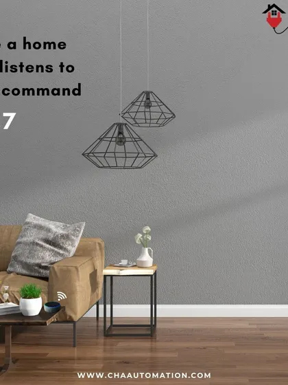 We build homes that listen to you 24/7. This image represents the core promise of our service: a responsive, voice-controlled environment that adapts to your commands at any time.