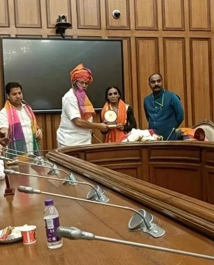 Being awarded by the Vidhaan Sabha Speaker, Mr. Ram Niwas Goel, after my Miss India 2022 win. My achievements are not just personal victories, they are officially recognized.
