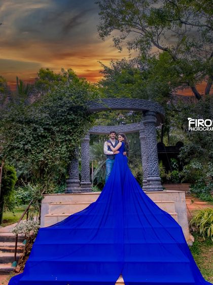 The same stone gazebo, this time used to highlight the epic scale of a flowing gown, showcasing how our sets can be used for high-fashion concepts.