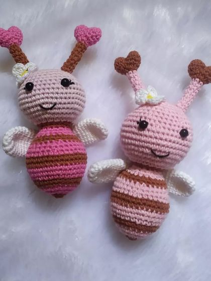 Here are some of my crochet honeybees in a lovely pink color. You can customize these cuties in your choice of colors for a truly personal gift.