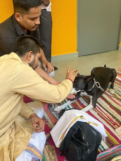 A traditional puja ceremony with Lily Love to bless our center.