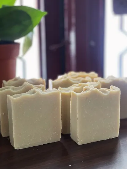 My Multanimitti Avocado butter soaps lined up and ready for curing. This process takes 30 to 40 days and is essential for creating a hard, mild bar of real soap that's kind to your skin.