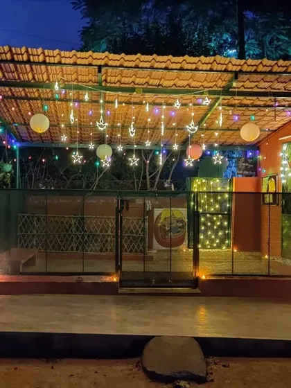 Welcome to our festive sanctuary. We decorate our space with beautiful, pet-safe lights and decor to create a warm and inviting atmosphere for Diwali, ensuring a calm environment away from the noise outside.