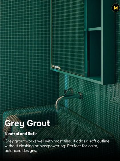 Grey grout is a neutral and safe option that works well with most tiles. It adds a soft outline without clashing or overpowering the design, perfect for creating a calm, balanced aesthetic.