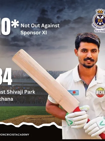 Back-to-back centuries. This graphic highlights coach Amogh Bhatkal's incredible form, scoring 110 not out and 184 in consecutive matches of the Police Shield Invitational Tournament.