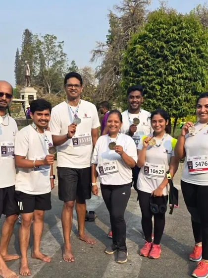 A great start to the 2024 run season. The team poses with their medals after completing the Golden Jubilee 10K Run, ready for the challenges ahead.