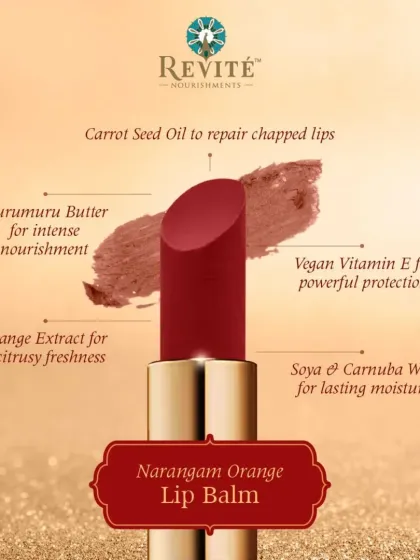 The Narangam Orange Lip Balm is perfect for repairing chapped lips. It combines carrot seed oil, Murumuru butter, and orange extract for intense nourishment and a citrusy freshness.