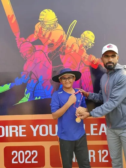 Addyant Konar receiving the performer of the match award.