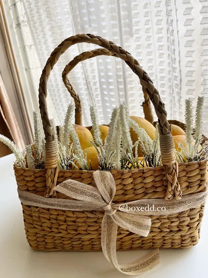 Another view of the beautiful mango gift basket, a perfect token of love.