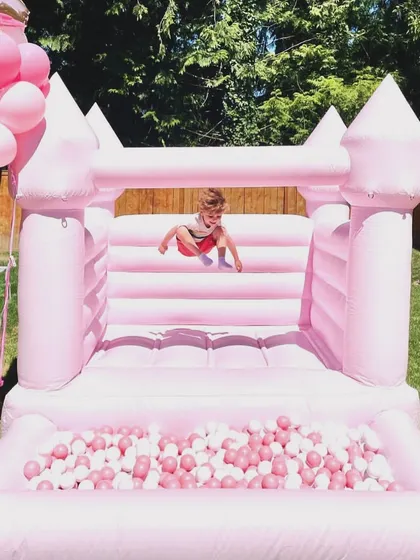Perfect for a princess or any pink-themed party, our Pretty in Pink bounce castle comes with its own ball pit. It provides a safe and fun space for toddlers and young children to play.