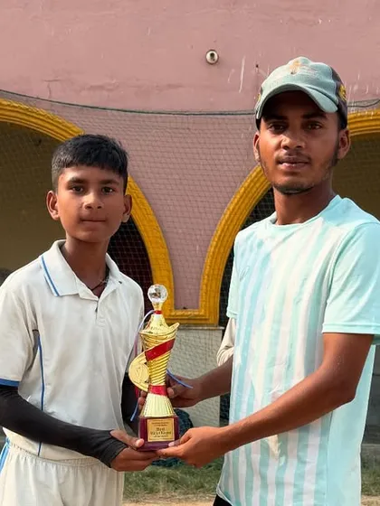Priyanshu receiving the best batsman award. We celebrate individual brilliance as much as team victories.