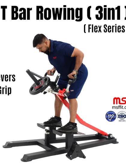 The reverse grip T-Bar row in action. This grip places more emphasis on the lower lats and biceps for a different training stimulus.