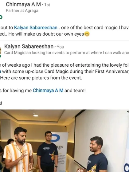 A great shout-out on LinkedIn from a partner at Agraga after my performance. It's always rewarding to get such positive feedback.
