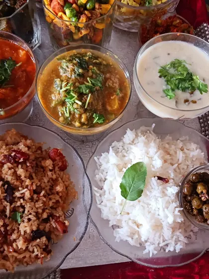A comforting plate of clove-scented rice and jaggery rice from my Janmashtami feast. These dishes prove that even the simplest recipes can be elevated with the right techniques and ingredients.