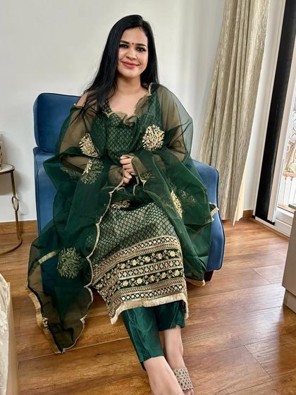 A quick recap of my 2024 looks, featuring this beautiful green suit with an organza dupatta. It's a perfect example of a classic ethnic outfit that's great for any festive occasion.