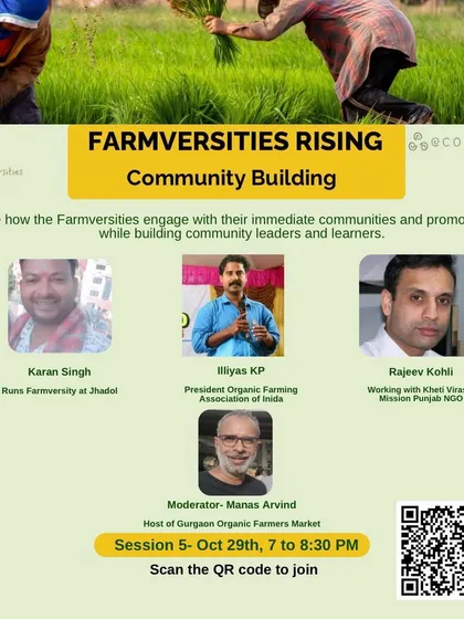 An invitation to another 'Farmversities Rising' session on community building. We explore how to engage with local communities and build leaders. These knowledge exchanges are crucial for strengthening our grassroots food movements.
