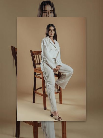 A creative, layered photograph from an editorial shoot. Understanding how makeup will appear in post-production is a valuable skill for a professional MUA.