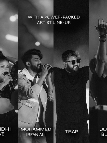 The power-packed artist lineup for Chaos 2024, featuring Sunidhi Live, Mohammed Irfan Ali, Trap, and Julia Bliss.