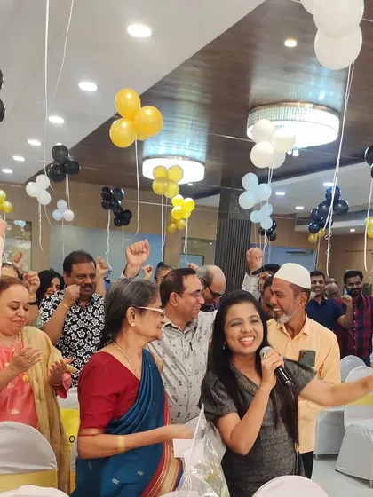 The crowd at Mr. Parmeshwaran's 50th birthday was full of energy. I love leading the guests in fun, interactive activities that get everyone involved.