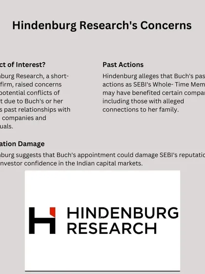 The concerns raised by Hindenburg include potential conflicts of interest, past actions that may have benefited certain companies, and the potential for reputational damage to SEBI.