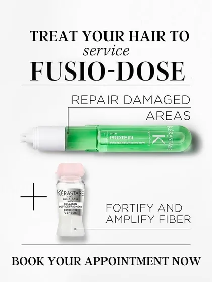 This Fusio-Dose combination is designed for repair and strength. The protein concentrate repairs damaged areas while the Genesis booster fortifies the hair fiber to prevent breakage.