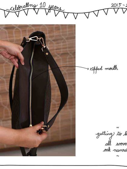 The Namrata features a zipped mouth for extra security, keeping all your belongings safe inside.