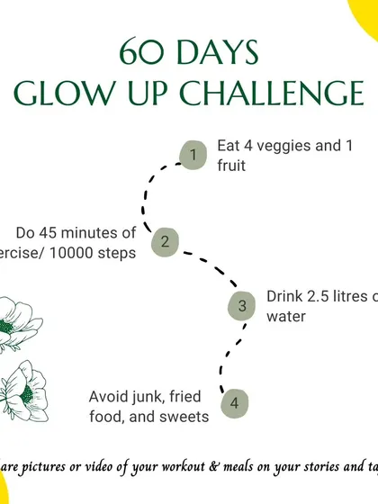 Ready for a change? Join my 60-day glow-up challenge. It’s not a crash diet, but a commitment to four basic habits: eating more veggies, moving your body daily, staying hydrated, and reducing junk food. This is how we build a sustainable healthy lifestyle together.