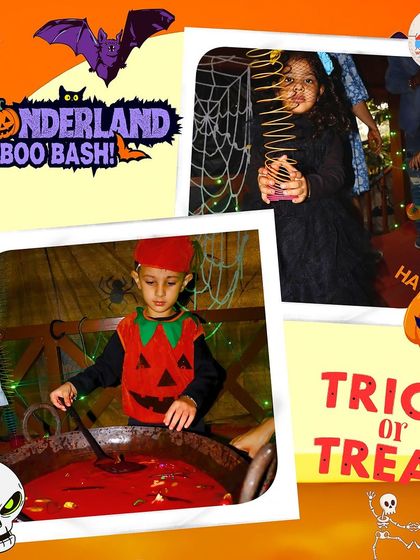 Trick or treat! At our Boo Bash, children dressed as pumpkins and witches stirred up spooky potions in a cauldron, a fun and imaginative sensory play station.