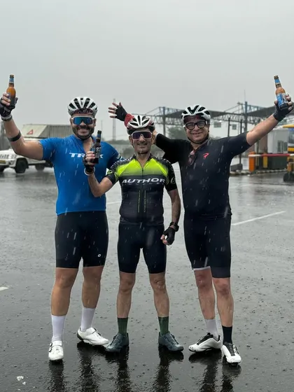 Celebrating a birthday with beers in the rain after a ride. That's the DC spirit!