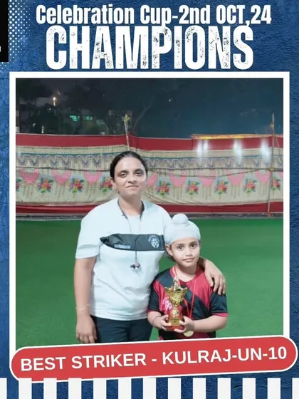 Our coaching staff recognizes Kulraj as the Best Striker in the Under-10 category at the Celebration Cup. We focus on nurturing specialized skills like finishing from a very young age.
