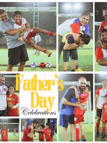 Football is a family affair. This collage captures the fun and bonding from our Father's Day event, where dads joined their kids on the pitch for a day of celebration and friendly competition.