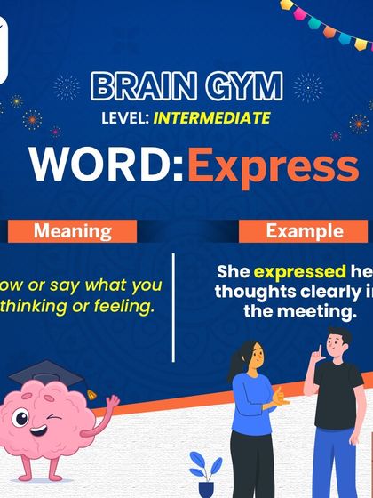 Moving to the intermediate level of 'Brain Gym', this post explains the word 'Express'. A strong vocabulary is essential for your child to express their thoughts and feelings clearly.