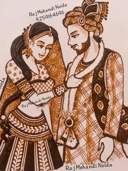 A close-up view of a custom portrait, showing the level of detail I put into capturing the couple's features and attire. Every line is drawn with care to bring your story to life.