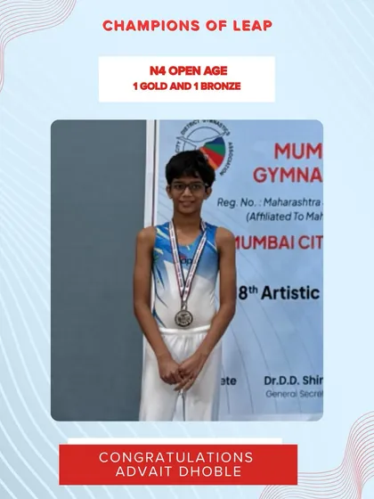 A fantastic performance by Advait Dhoble, who earned 1 gold and 1 bronze medal in the N4 Open Age category.
