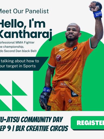 We believe in learning from proven winners. We hosted professional MMA fighter and Judo black belt Kantharaj as a panelist to speak on what it takes to reach your target in sports.