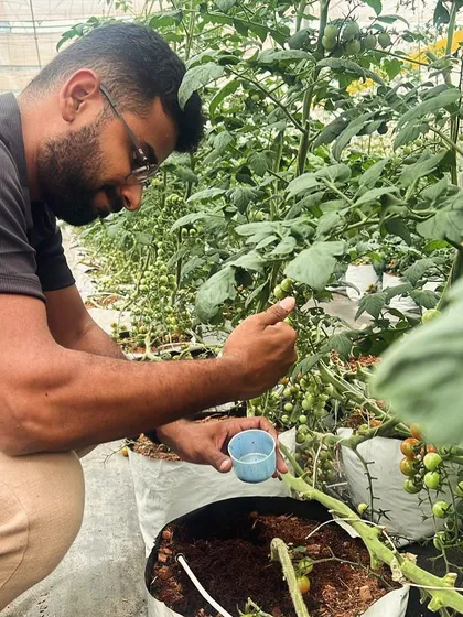 Glimpses of our one-week and one-month hydroponic trainees. These enthusiastic students get hands-on experience, learning everything from plant care to harvesting in our greenhouses.