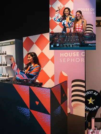 A collage showing me on the decks and interacting with guests at the Sephora launch. Corporate events require a specific vibe, and I tailor my set to match the brand's atmosphere.