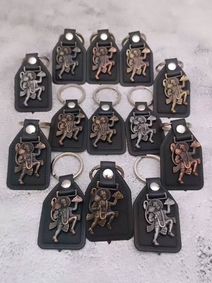 Our Hanuman keychains are back in stock on huge demand. Made with a metal idol on a leather base, they are a great small gift.