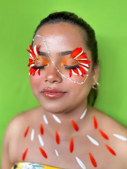 A final look at the stunning floral makeup, a testament to the creative potential we nurture in our students.