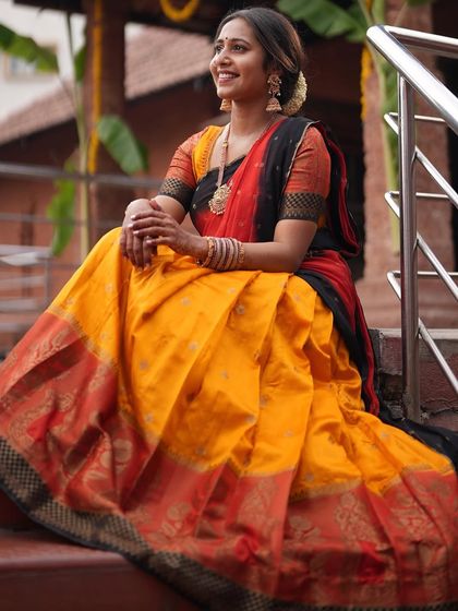Another look from my South Indian themed photoshoot. The vibrant colours and traditional jewelry are a beautiful expression of our culture.