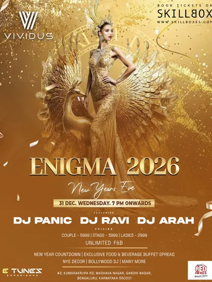 I play at the most exclusive events, like this 'Enigma 2026' New Year's Eve bash at Vividus Hotel. This poster shows the scale and glamour you can expect when you book me for a major celebration.